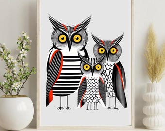 Owl Printable Wall Art Digital Print Instant Download Animal Wall Art Bird Wall Decor Modern Home Aesthetic Owl Poster Geometric Wall Art