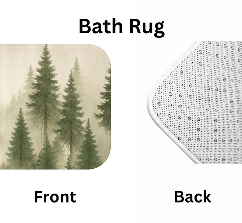 Rustic Mat Rrof Misty Forest Bath Mat, Rustic Cabin Bathroom Rug, Woodland Pine Tree ...