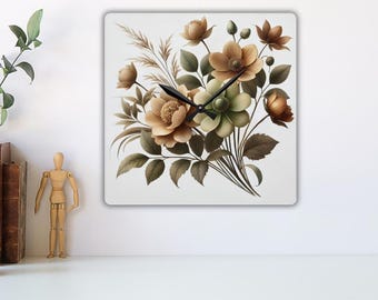 Flower Wall Clock Wall Clock Modern Acrylic Wall Clock Housewarming Gift Silent Wall Clock Wedding Gift Nature Wall Clock Kitchen Clock