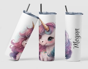 Unicorn Tumbler, Custom Rainbow Unicorn Tumbler Cup Gift Ideas for Kids, Personalized Unicorn 20oz Tumbler Design Gift for Unicorn Lover