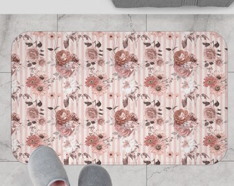 Floral Bath Mat Bathroom Decor Gift Flower Bath Mat Boho Bath Mat Botanical Bath Mat Bathroom Rug Bathroom Accessories Microfiber Bath Mat