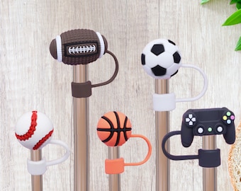 Straw Cover Topper Accessory for Stanley Reusable Straws Gift for Mom Sports Lover, Stanley Accessories for 10mm Straw Cap Sports Mom