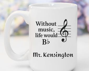 Music Teacher Mug, Custom Music Cup, Treble Clef Design, Gift for Musicians, Gift for Instrumentalist, Coffee Mug (11, 15oz)
