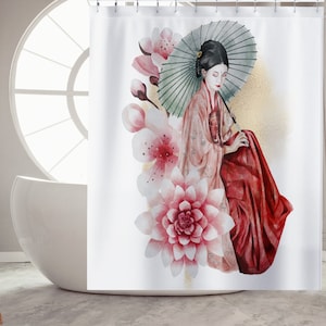 Japanese Artwork Shower Curtain Bathroom Decor Japanese Bathroom Cute Shower Curtain Japan Shower Curtain Asian Bathroom Decor Accessories