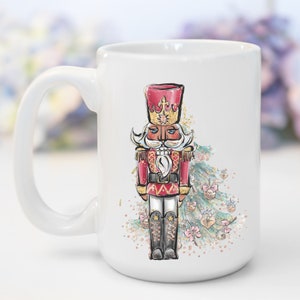Nussknacker Weihnachten Benutzerdefinierte Keramik Kaffee Reisebecher Urlaub Geschenk, personalisierte niedliche Pastell Nussknacker Weihnachten Thema Teetasse Geschenk