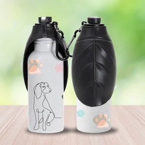 Botella de agua portátil para perros, personalizada, de acero inoxidable de 20 oz, regalo para dueños amantes de los perros, tazón de agua de viaje personalizado para cachorros, regalo de cumpleaños para mamá