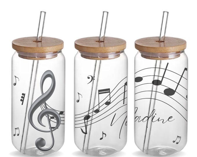 Iced Coffee Cup with Lid and Glass Straw - Beer can Glass - Teacher Gifts