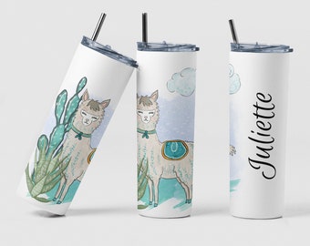 Llama Tumbler, Custom Llama Design Coffee Tumbler Name Gift for Birthday, Personalized Llama Tea or Coffee Tumbler Travel Mug Gift for Mom