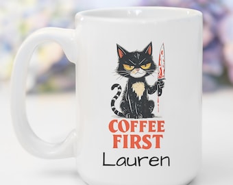 Funny Cat Coffee Cup Gift for Cat Lover Cat Dad Mug Black Cat Mug Personalized Cat Mug for Cat Mom Tea Cup Pet Owner Gift Crazy Cat Lady