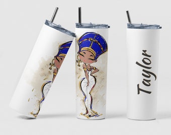 Egyptian Queen Tumbler, Custom Egyptian Queen Design Coffee Tumbler Birthday Gift for Women, Personalized Egyptian Inspired Tumbler Gift