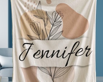 Boho Blanket Personalized Sister Birthday Gift Sherpa Fleece Blanket Custom Name Blanket College Gift  Floral Boho Blanket Throw Home Decor