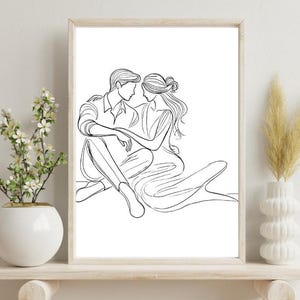 Wall Art Printable Minimalist Art Print One Line Drawing Living Room Wall Art Housewarming Gift Living Room Decor Female Line Art