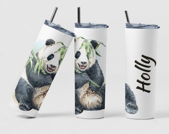 Panda Tumbler, Personalized Tumbler, Gift for Panda Lover, Panda Gift, Personalized Birthday Gift, Panda Bear Cup, Summer Tumbler,  Gift