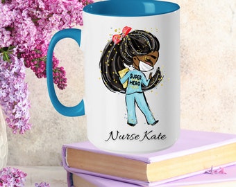 Nurse Doctor Custom Ceramic Coffee Travel Mug Gift, Personalized Cute Super Hero Nurse Ceramic Tea Mug Christmas Gift for Nurse