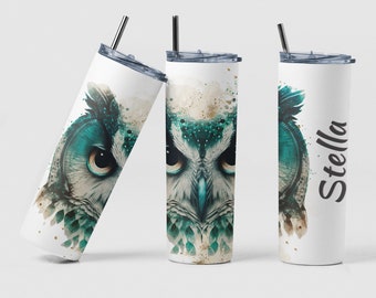 Owl Custom Coffee Travel Tumbler Cup Birthday Gift, Personalized Owl Tumbler Design Gift for Owl Lover Women Gift, Owl Tumbler with Straw