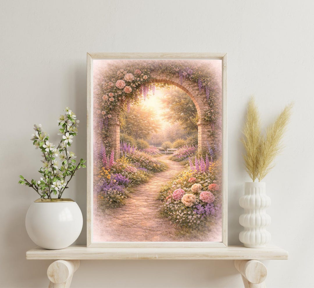 Secret Garden Wall Art Printable, Floral Garden Arch Print, Cottage ...