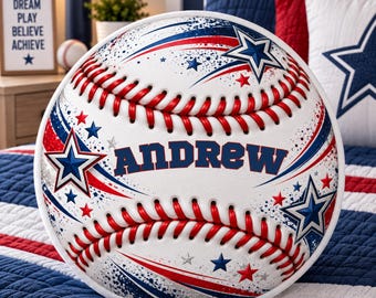 Personalized Sports Pillow, Custom Baseball Pillow for Boys, Baseball Player Gift, Kids Sports Room Decor, Personalized Name Pillow