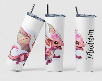 Baby Dragon Tumbler, Fantasy Dragon Drink Tumbler, Personalized Tumbler, Sister Birthday Gift Tumbler, Dragon Drink Tumbler, Dragon Art Gift