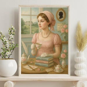 Jane Austen Art Prints, Vintage Wall Decor, Pride and Prejudice Inspired Artwork, Literary Gifts for Book Lovers, Home Gifts for Collectors