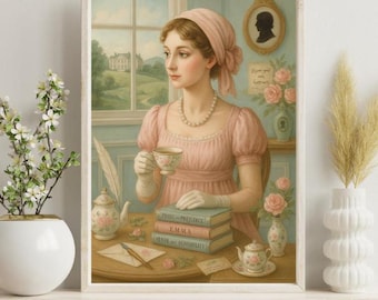 Jane Austen Art Prints, Vintage Wall Decor, Pride and Prejudice Inspired Artwork, Literary Gifts for Book Lovers, Home Gifts for Collectors
