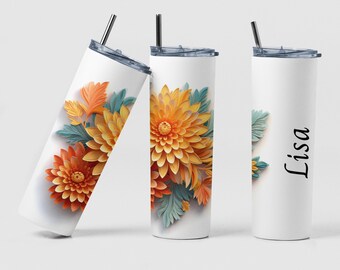 November Birth Month Flower Custom Coffee Travel Tumbler Cup Birthday Gift, Personalized November Flower Tumbler Cup Unique Gift for Mom