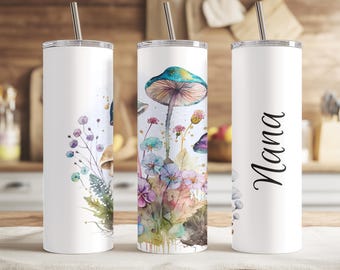Personalized Mushroom Tumbler | Whimsical Mushroom Cup | Fairycore Tumbler | Cottagecore Drinkware