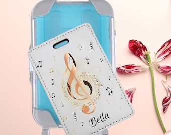 Luggage Tag Custom Name Music Notes Birthday Music Teacher Gift in Mini Suitcase Gift Box, Personalized Handle Luggage Tag Music Men Gift