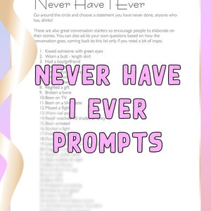 Never have I ever | Drinking Game | Bachelorette Party Game | Hen Party Games | digital printable icebreaker games |