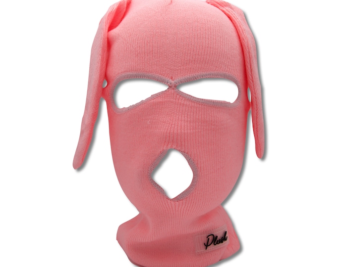 Pink Ski Mask Bunny Ears 3 Hole Balaclava Etsy