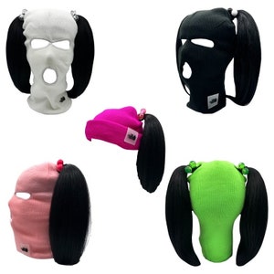 Bunny Bunski 5-Hole Ski Mask – Soft Acrylic Balaclava with Pigtail Holes, Unisex Winter Hat & Festival Cosplay Gift