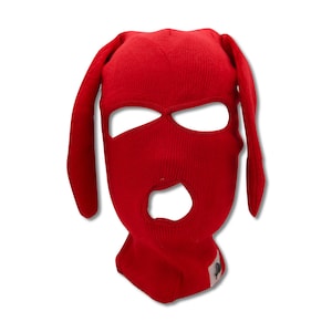 Red Bunski 3-Hole Ski Mask – Soft Acrylic Balaclava for Winter Sports & Cosplay, Unisex Bold Festival Gear