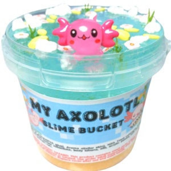 My Axolotl slime bucket, 6oz slime, cloud, icee, clear great gift slime toy