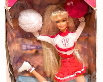 Vintage 1996 University Barbie * Mattel IU Indiana University Cheerleader * Body Bends & Moves * Damaged Box