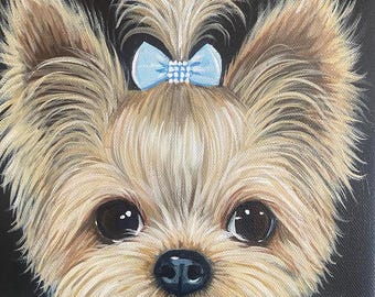 ヨークシャーテリアのアートプリント - サイン入り色鉛筆犬の肖像画
