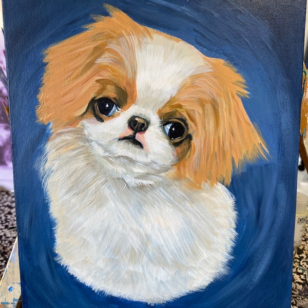 Japanese Chin, original painting on an 8x10" canvas.