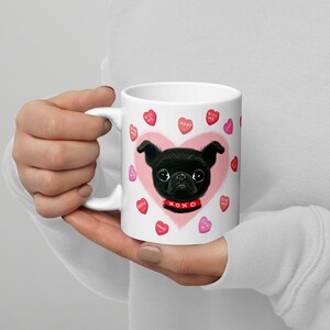 Valentine mug, Brussels Griffon black smooth coat dog on mug, valentines gift, Featuring my adorable original dog art on both sides.
