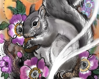 Cute squirrel printable art