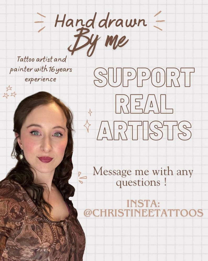 Hand Drawn Tattoo Flash Sheet – Traditional Line Art (Digital Download)