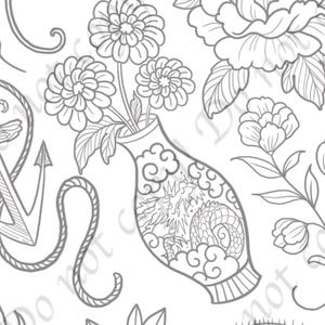 Hand Drawn Tattoo Flash Sheet – Traditional Line Art (Digital Download)