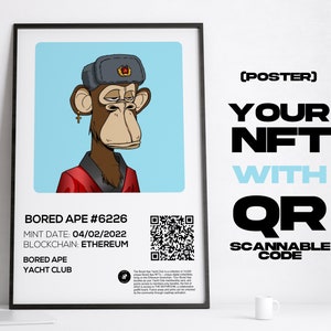 Your Own NFT Custom Poster Custom Print Wall Art with QR Code link PRINT