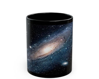 Galaxy zwarte koffiemok (11oz, 15oz) cadeau voor liefhebbers van galaxy/sky koffie/theemok, koffieliefhebbers, theepersoon, magnetronbestendig