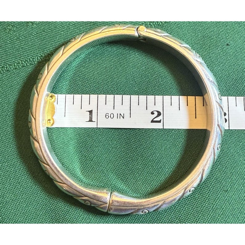 Vintage Silver Tone Etched Bangle Bracelet With magnetic Closure By Brighton EUC image 9