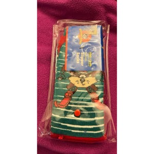 NEW 1999 Vintage Looney Tunes Taz Slipper Socks Christmas Skiing Tasmanian Devil