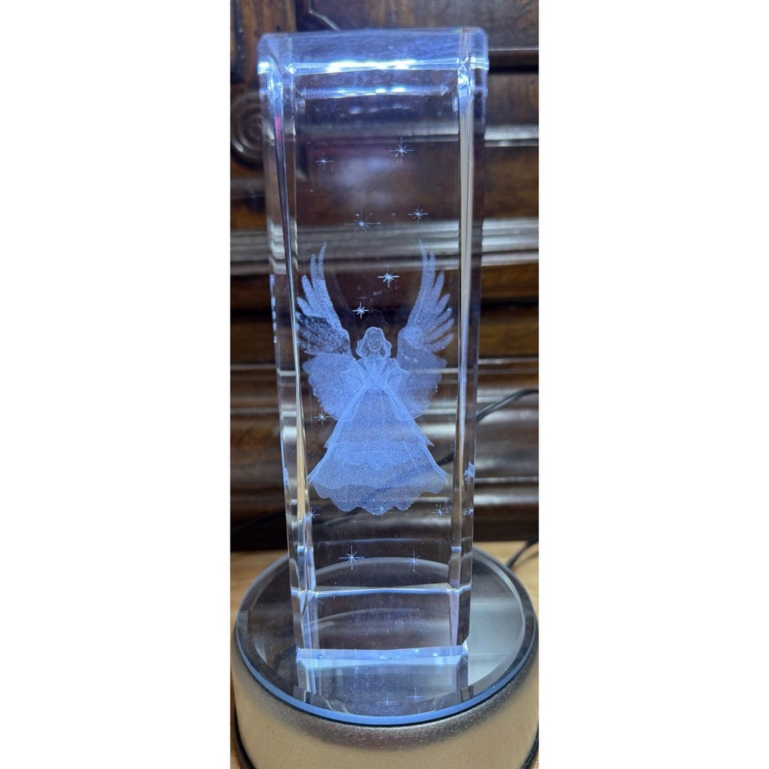 Guardian Angel 3D Laser Etched Crystal Glass Cube Paperweight 6" X 2 ...