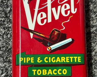 Vintage "VELVET" PIPE & CIGARETTE Tobacco Red Pocket Tin by Pinkerton Tobacco