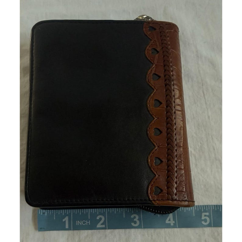 Brighton Black & Brown Leather Zip Wallet Small Phone (5" x 4.5") Holder image 8