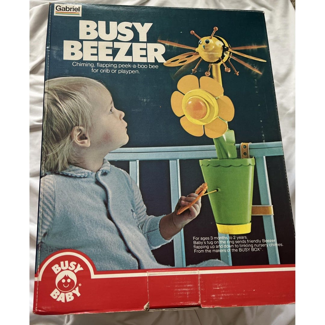 Vintage 1970s Gabriel Busy Beezer Baby Toy Chiming Flapping Peek-a-boo ...