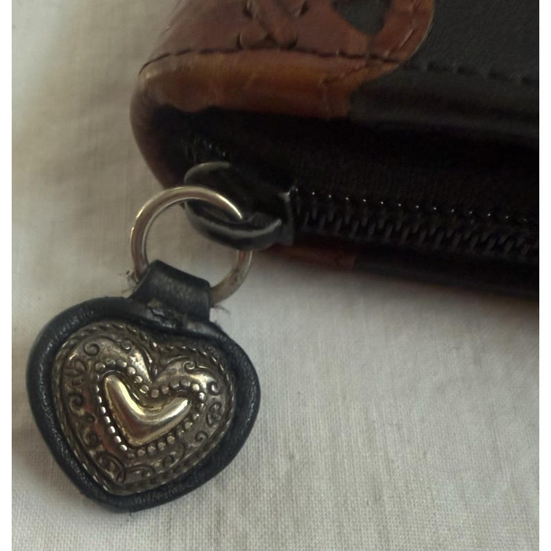 Brighton Black & Brown Leather Zip Wallet Small Phone (5" x 4.5") Holder image 3
