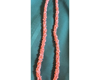 Vintage 3 Strand Twisted Graduated Natural Pink Angel Skin Coral 22" Necklace