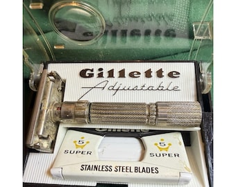 Vintage Gillette E2 Fatboy Safety Razor Adjustable 1-9 with Original Case